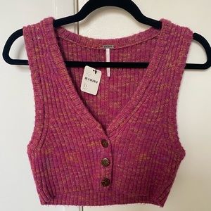 Free People pink cropped sweater vest